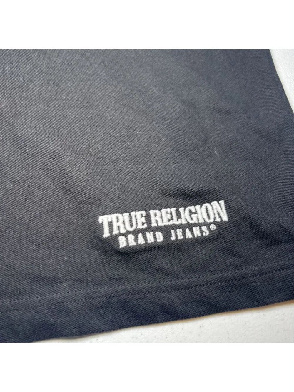 True Religion Mens Black Branded Collar Polo Shirt Short Sleeve Size XL NWT